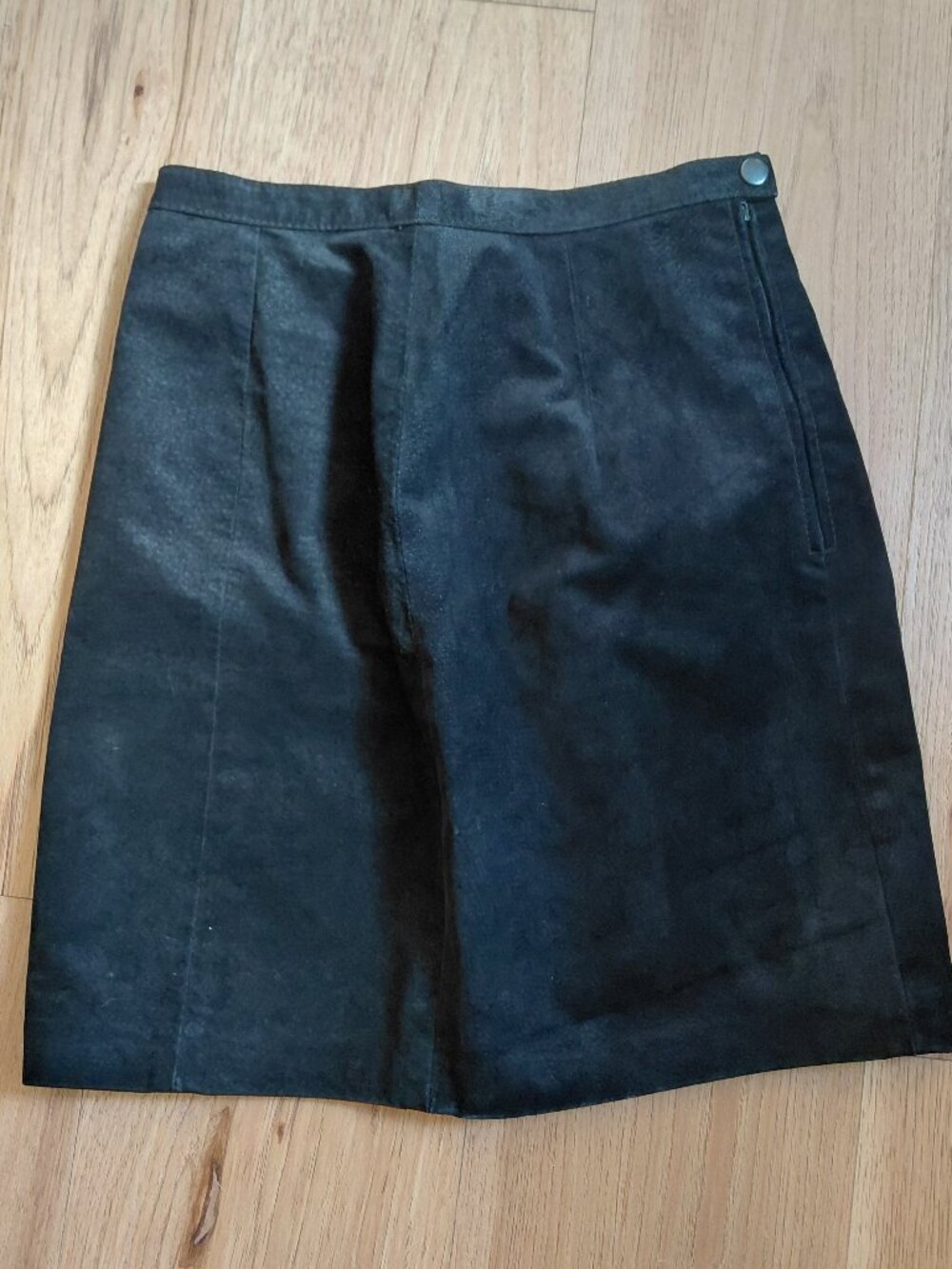 Vintage Winlit Black Suede Leather Skirt Mini Size 7 Retro Moto